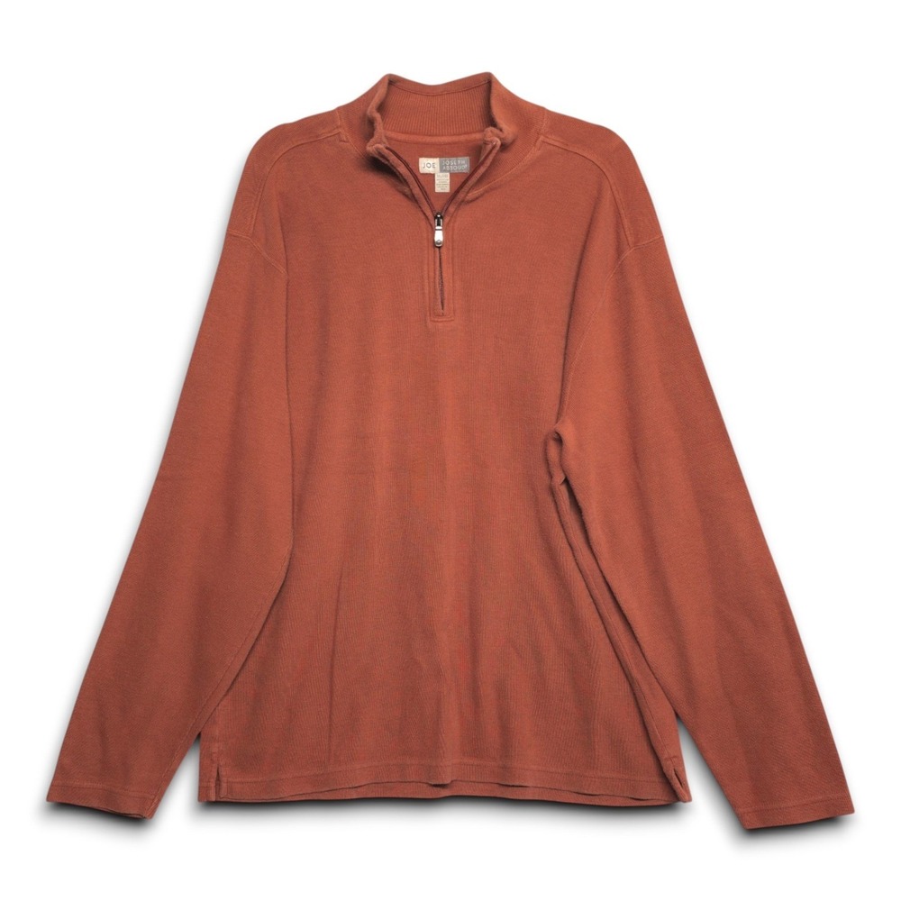 Joseph Abboud Men's Quarter Zip Pullover Sweater Rust Orange XL‎